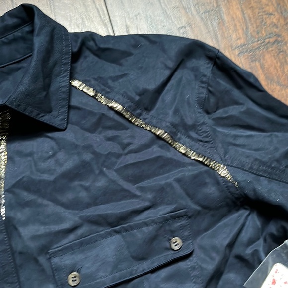 Free People Campus Button Down Navy Blue Top - Picture 5 of 9